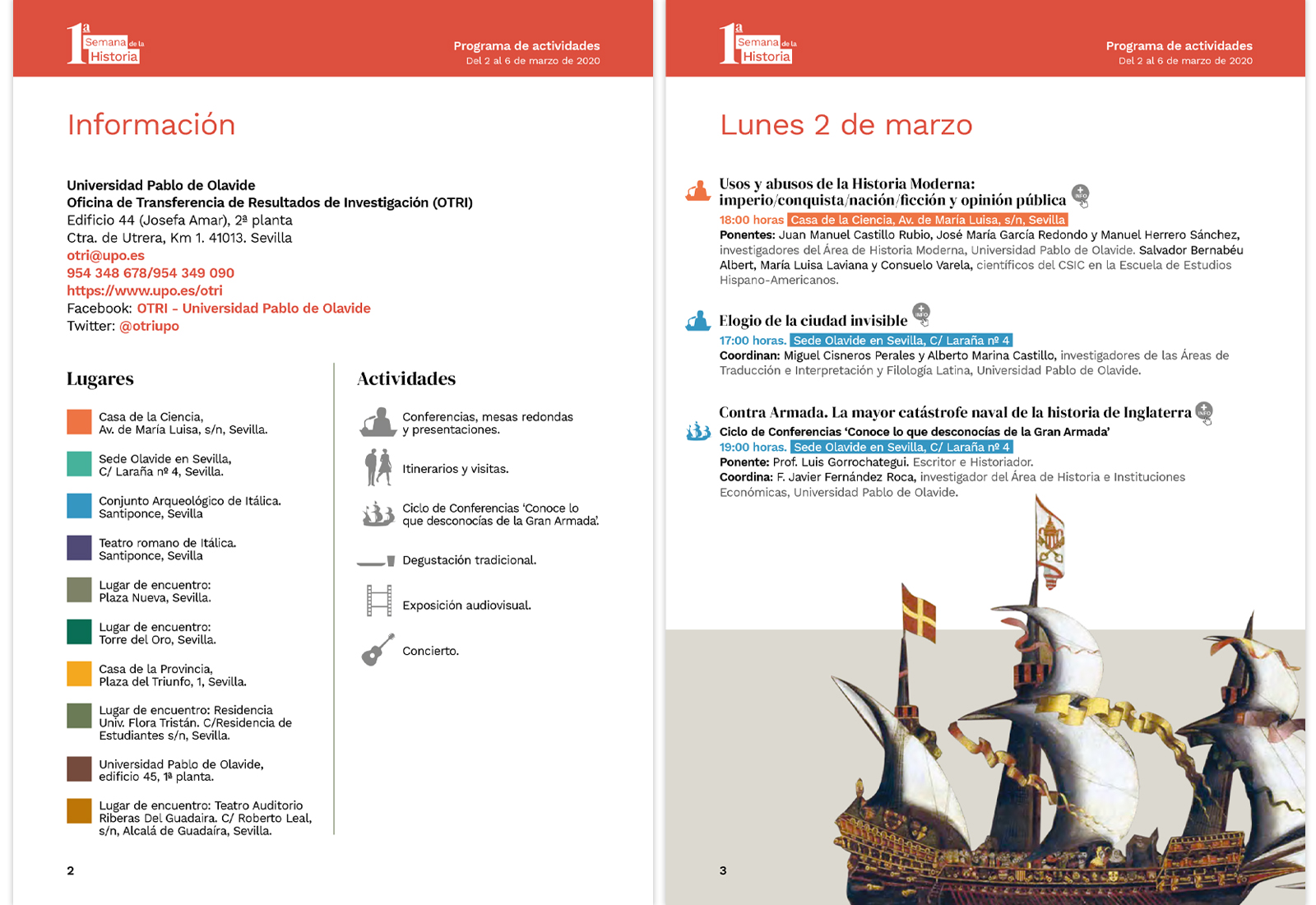 Diseño de folleto I Semana de la Historia. UPO